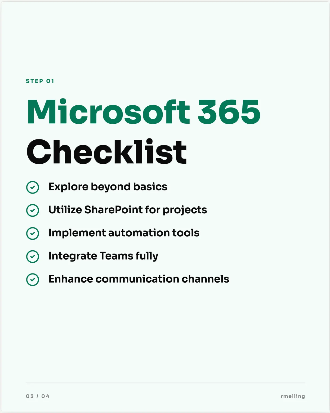 Checklist LinkedIn carousel slide designed by WordPush