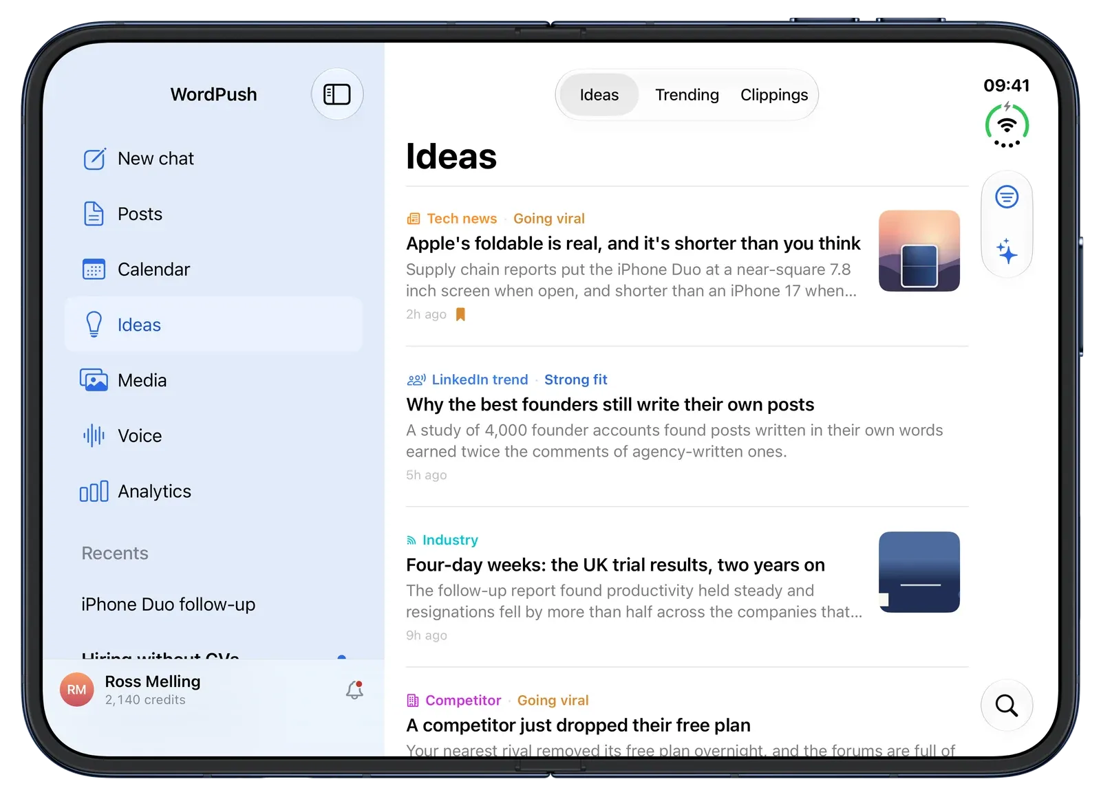 Ideas across both pages of iPhone Duo