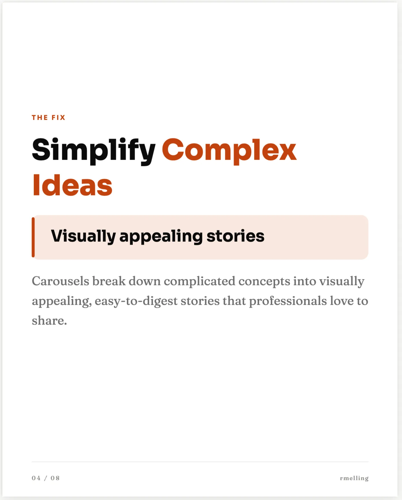 Editorial Essay LinkedIn carousel slide designed by WordPush