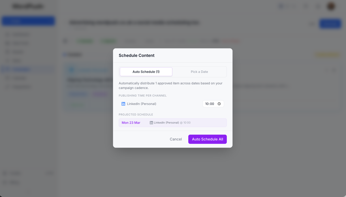 Schedule and publish your content